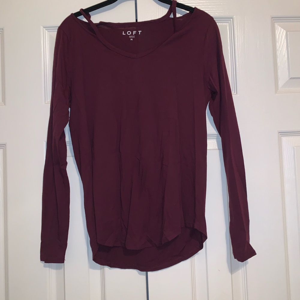 LOFT Women's Rich Burgundy Long Sleeve Top